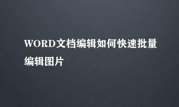 WORD文档编辑如何快速批量编辑图片