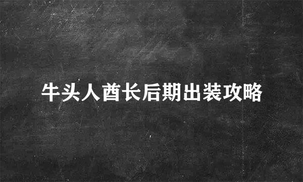 牛头人酋长后期出装攻略