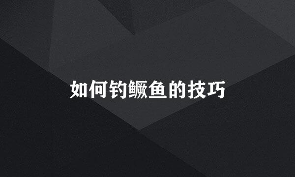 如何钓鳜鱼的技巧