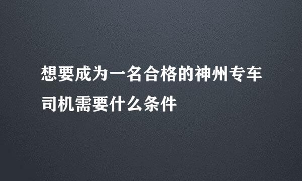 想要成为一名合格的神州专车司机需要什么条件