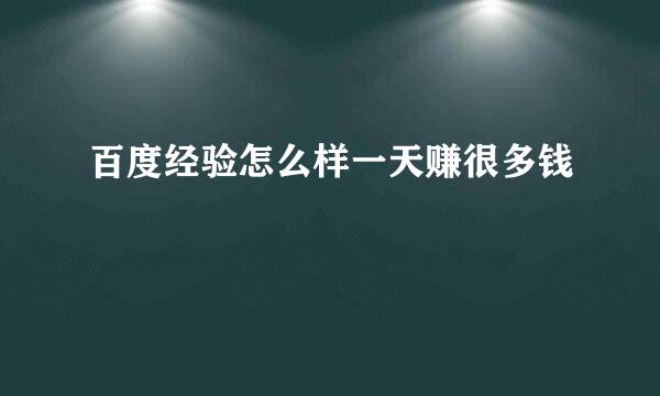 百度经验怎么样一天赚很多钱