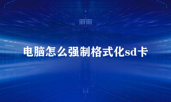 电脑怎么强制格式化sd卡