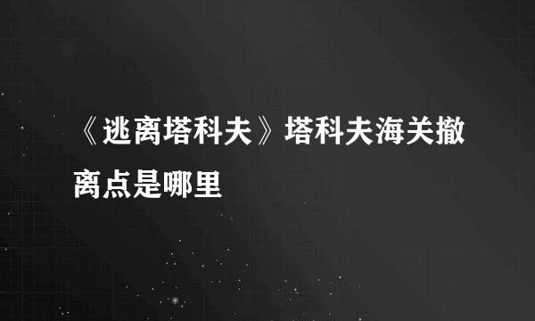 《逃离塔科夫》塔科夫海关撤离点是哪里