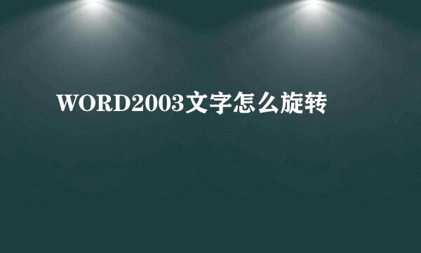 WORD2003文字怎么旋转