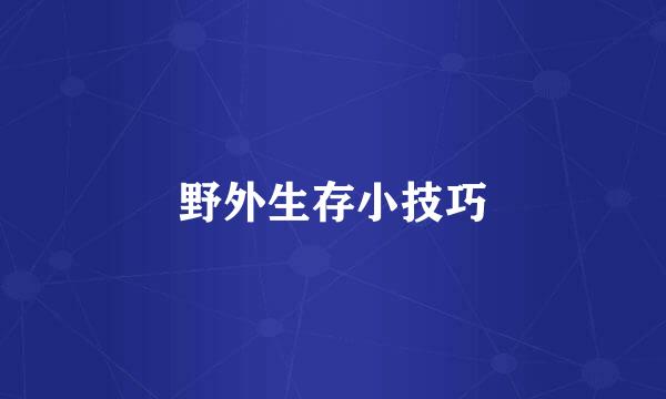 野外生存小技巧