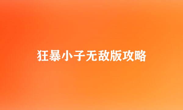 狂暴小子无敌版攻略