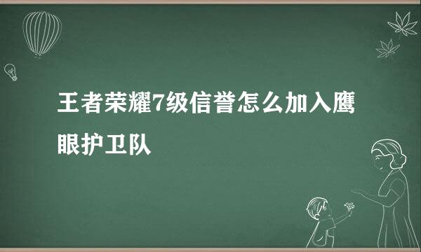 王者荣耀7级信誉怎么加入鹰眼护卫队