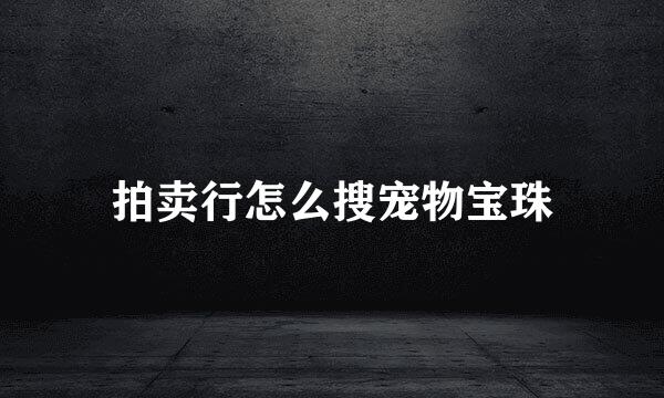 拍卖行怎么搜宠物宝珠