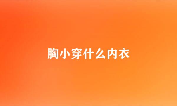 胸小穿什么内衣