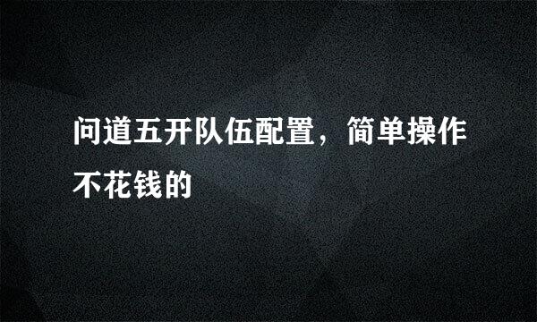 问道五开队伍配置，简单操作不花钱的