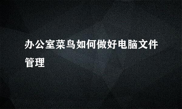 办公室菜鸟如何做好电脑文件管理