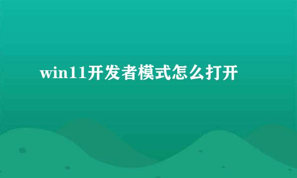win11开发者模式怎么打开