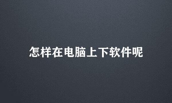怎样在电脑上下软件呢