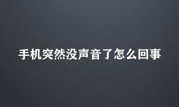 手机突然没声音了怎么回事