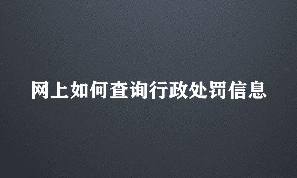 网上如何查询行政处罚信息