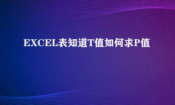 EXCEL表知道T值如何求P值