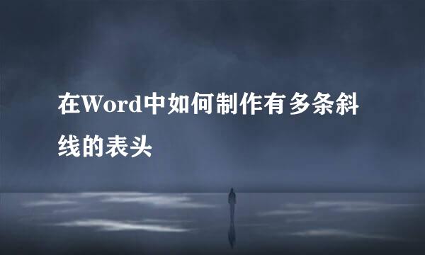在Word中如何制作有多条斜线的表头