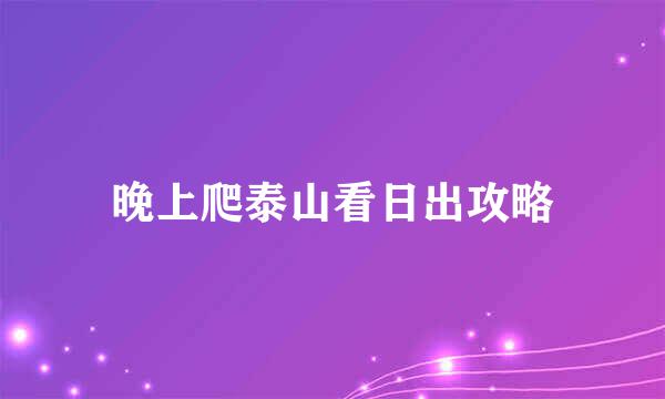 晚上爬泰山看日出攻略