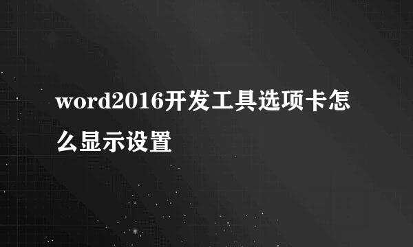 word2016开发工具选项卡怎么显示设置