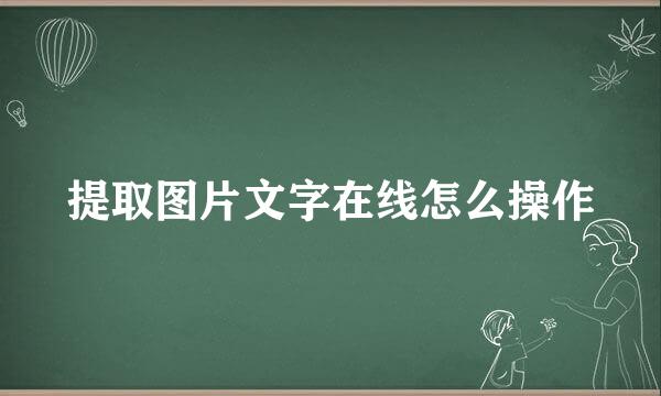 提取图片文字在线怎么操作
