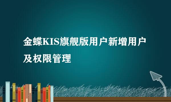 金蝶KIS旗舰版用户新增用户及权限管理