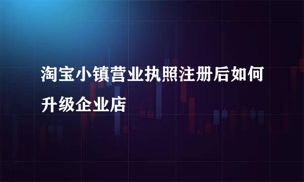 淘宝小镇营业执照注册后如何升级企业店
