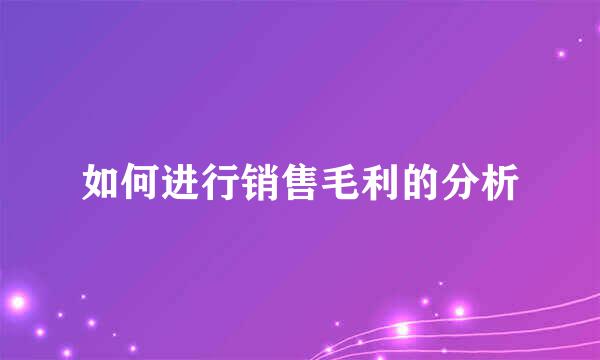 如何进行销售毛利的分析