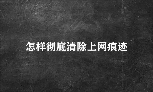 怎样彻底清除上网痕迹