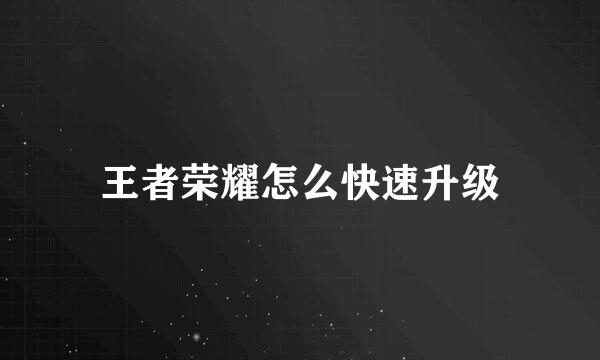 王者荣耀怎么快速升级