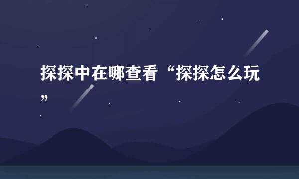 探探中在哪查看“探探怎么玩”