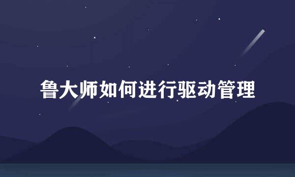 鲁大师如何进行驱动管理