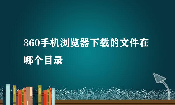 360手机浏览器下载的文件在哪个目录