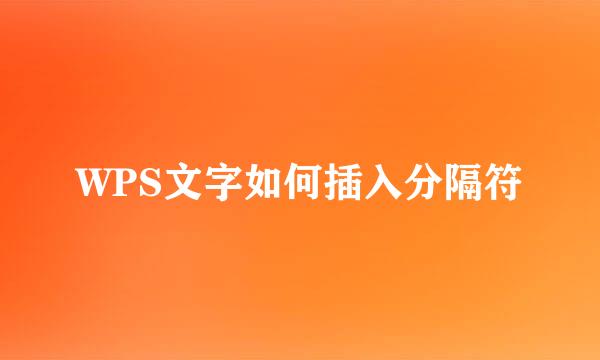 WPS文字如何插入分隔符