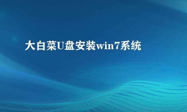 大白菜U盘安装win7系统