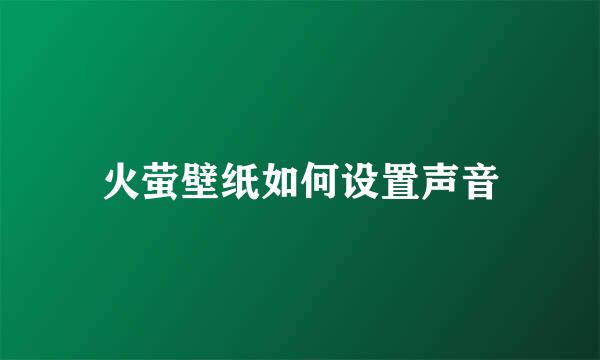 火萤壁纸如何设置声音