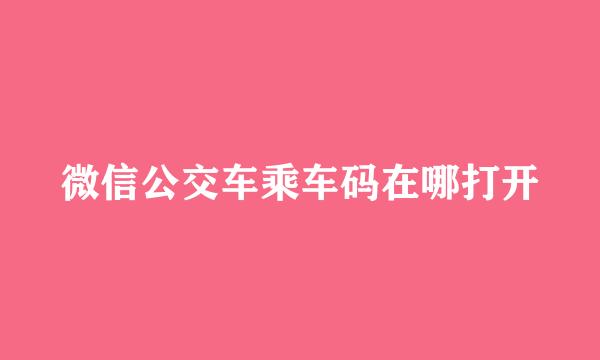 微信公交车乘车码在哪打开