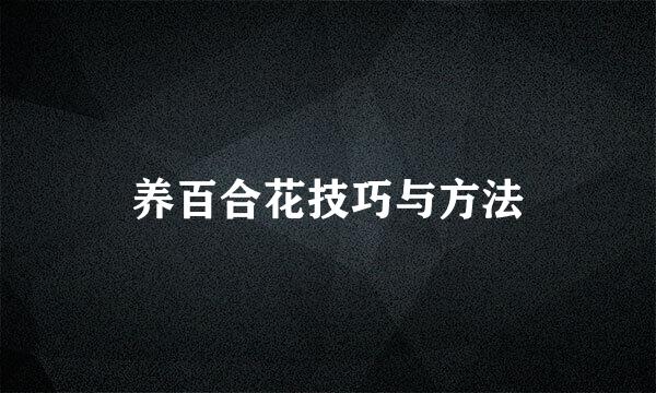 养百合花技巧与方法