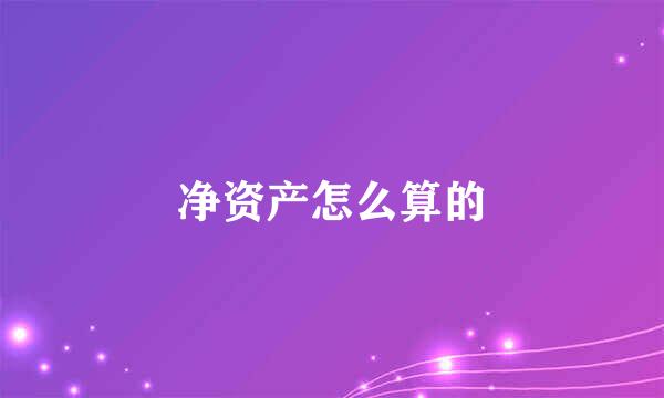 净资产怎么算的