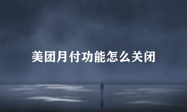 美团月付功能怎么关闭