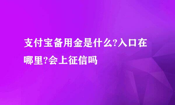 支付宝备用金是什么?入口在哪里?会上征信吗