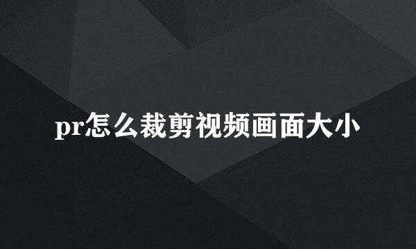 pr怎么裁剪视频画面大小