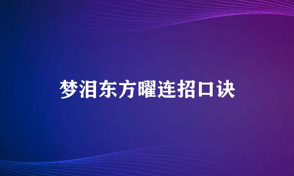 梦泪东方曜连招口诀
