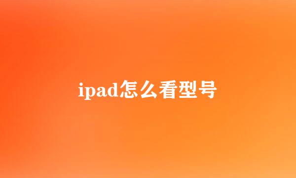 ipad怎么看型号
