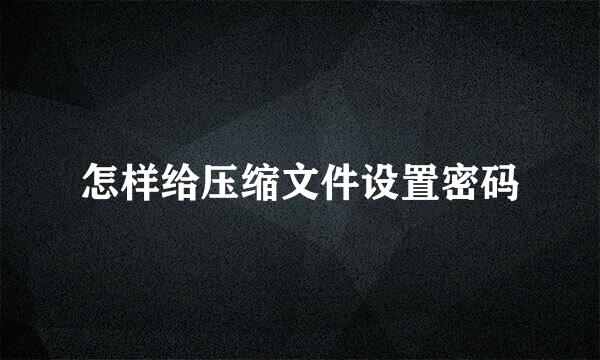 怎样给压缩文件设置密码