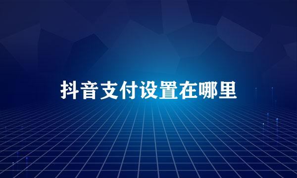 抖音支付设置在哪里