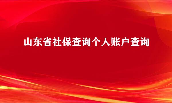 山东省社保查询个人账户查询