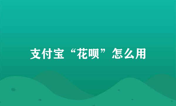 支付宝“花呗”怎么用