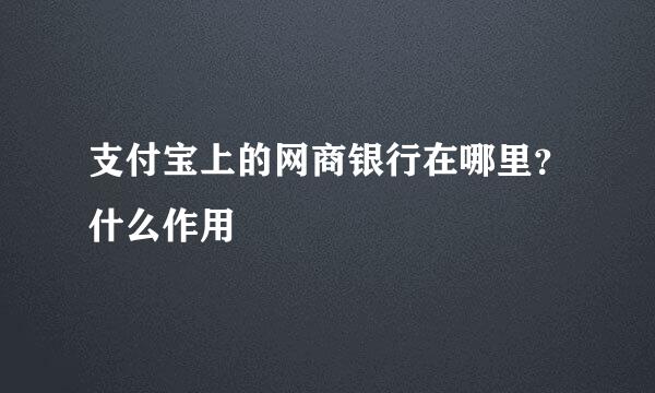 支付宝上的网商银行在哪里？什么作用