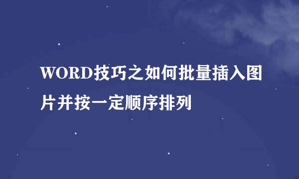 WORD技巧之如何批量插入图片并按一定顺序排列