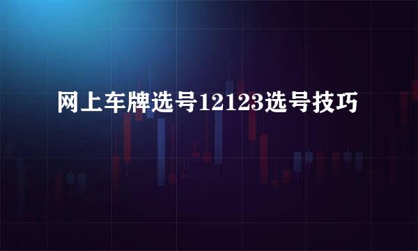 网上车牌选号12123选号技巧